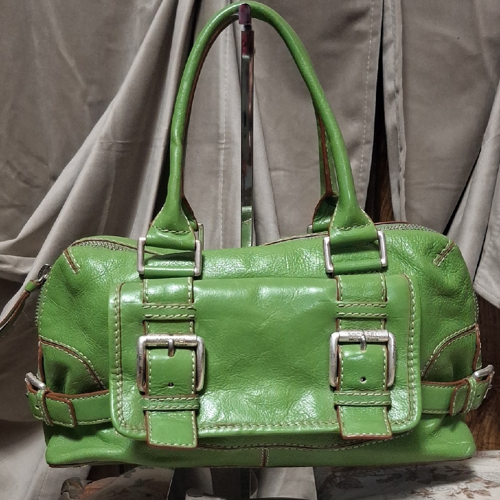 Vtg. Michael Kors Green Apple Saddle Leather Handbag